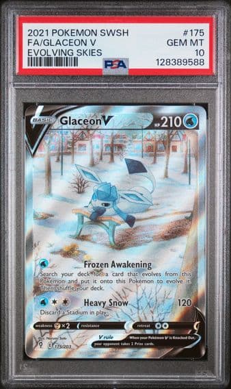2021 #175 Full Art/Glaceon V PSA 10 Sword & Shield Evolving Skies Pokemon