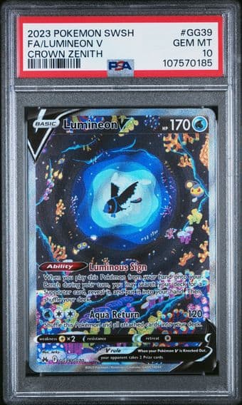 2023 #GG39 FULL ART/LUMINEON V PSA 10 POKEMON SWORD AND SHIELD CROWN ZENITH