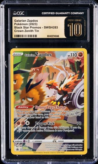 2023 #283 Galarian Zapdos CGC 10 Pristine Swsh Black Star Promo Pokemon