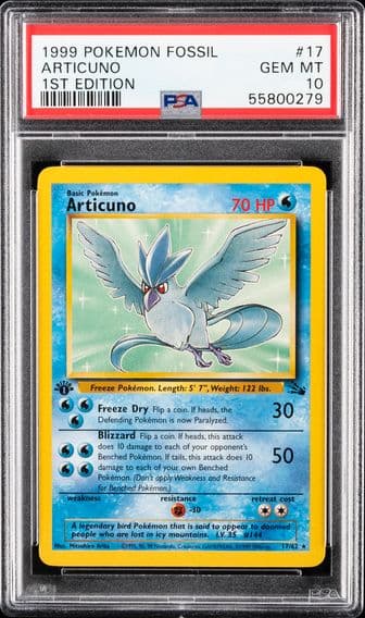 1999 #17 Articuno 1st Edition PSA 10 Fossil Pokemon