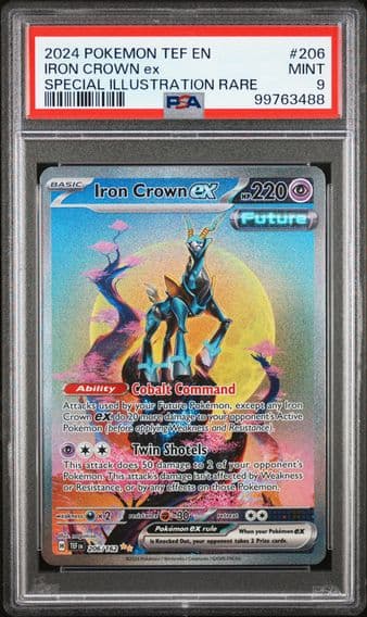 2024 #206 IRON CROWN EX PSA 9 POKEMON TEF EN-TEMPORAL FORCES | SPECIAL ILLUSTRATION RARE