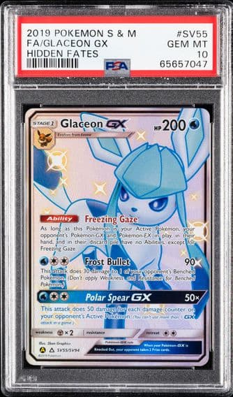 2019 #SV55 Full Art/Glaceon GX PSA 10 Sun & Moon Hidden Fates Pokemon