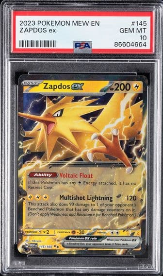 2023 #145 Zapdos EX PSA 10 Mew EN-151 Pokemon