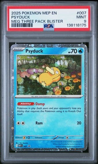 2025 #007 Psyduck PSA 9 Mep EN-Me Black Star Promo Pokemon