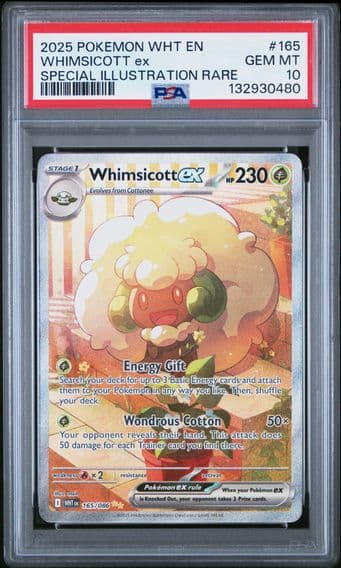 2025 #165 Whimsicott EX PSA 10 Wht EN-White Flare Pokemon