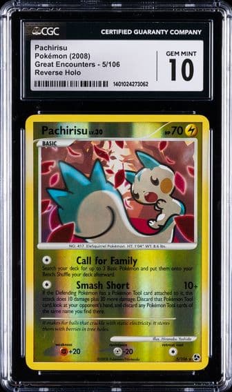 2008 #5 Pachirisu CGC 10 Gem Mint Pokemon | Great Encounters - Reverse Holo