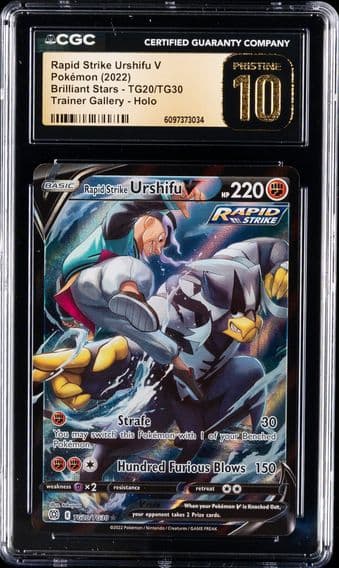 2022 #TG20 Full Art/Rapid Strike Urshifu V CGC 10 Pristine Sword & Shield Brilliant Stars Pokemon