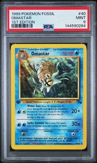 1999 #40 Omastar 1st Edition PSA 9 Fossil Pokemon
