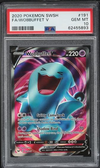 2020 #191 Full Art/Wobbuffet V PSA 10 Sword & Shield Pokemon