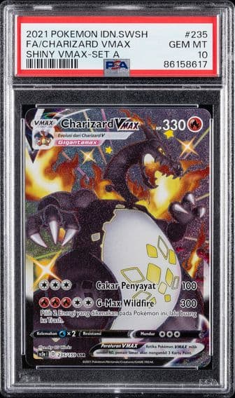 2021 #235 FULL ART/CHARIZARD VMAX PSA 10 POKEMON INDONESIAN SWORD & SHIELD SHINY VMAX | SET A