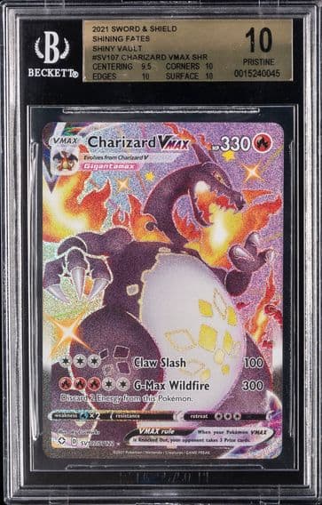 2021 #SV107 Full Art/Charizard Vmax BGS 10 Sword & Shield Shining Fates Pokemon