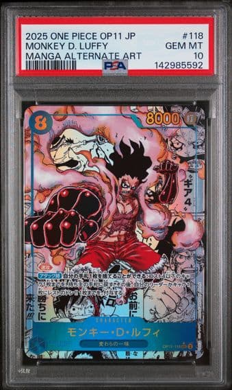 2025 #118 Monkey D. Luffy Manga Alternate Art PSA 10 Japanese OP11-A Fist of Divine Speed One Piece