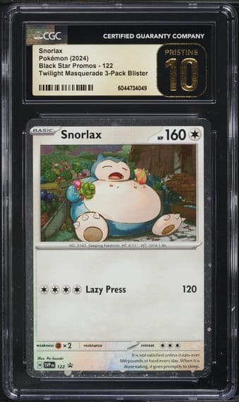 2024 #122 BLACK STAR PROMO TWILIGHT MASQUERADE 3-PACK BLISTER SNORLAX CGC 10 PRISTINE POKEMON