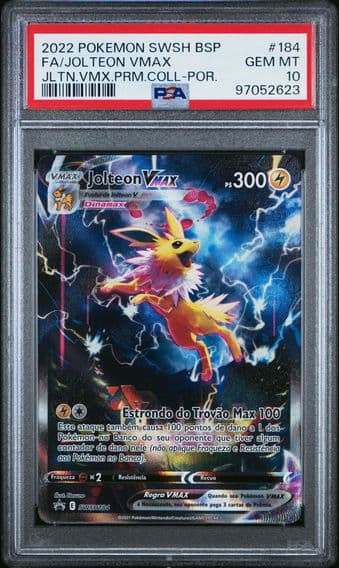 2022 #184 FULL ART/JOLTEON VMAX PSA 10 POKEMON SWSH BLACK STAR PROMO | JOLTEON VMAX PREMIUM COLLECTION-PORTUGUESE