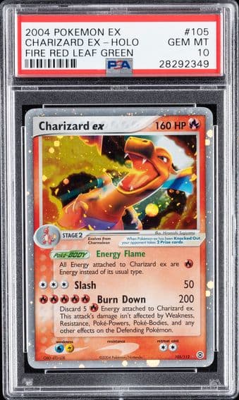 2004 #105 CHARIZARD EX-HOLO PSA 10 POKEMON EX FIRE RED & LEAF GREEN