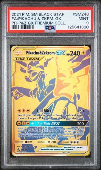 2021 #SM248 Full Art/Pikachu & Zekrom GX PSA 9 SM Black Star Promo Pokemon