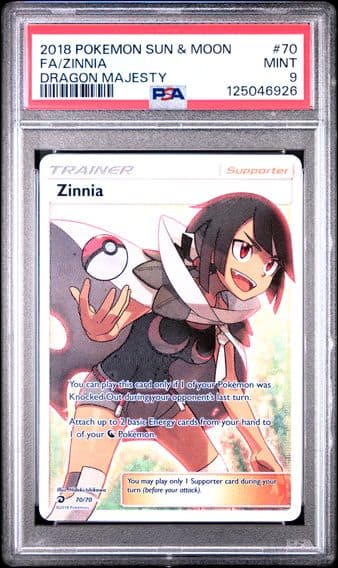 2018 #70 Full Art/Zinnia PSA 9 Sun & Moon Dragon Majesty Pokemon