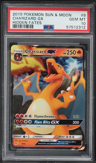 2019 #9 Charizard GX PSA 10 Sun & Moon Hidden Fates Pokemon