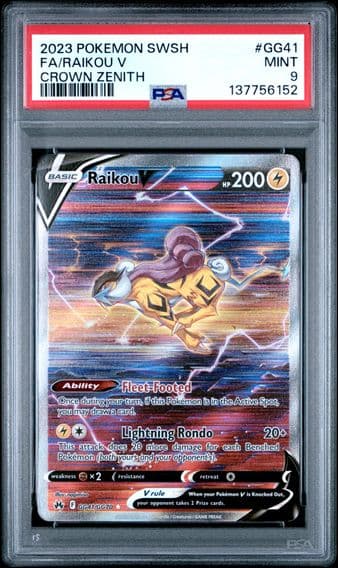 2023 #GG41 Full Art/Raikou V PSA 9 Sword and Shield Crown Zenith Pokemon