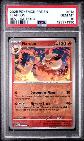 2025 #013 Flareon Reverse Holo PSA 10 Pre EN-Prismatic Evolutions Pokemon