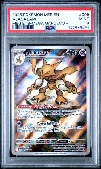 2025 #009 Alakazam PSA 9 Mep EN-Me Black Star Promo
