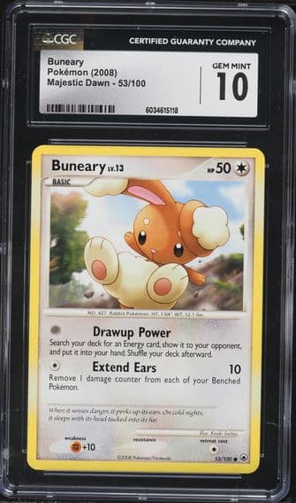 2008 #53 Buneary CGC 10 Majestic Dawn - English Pokemon