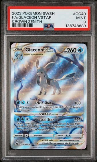 2023 #GG40 Full Art/Glaceon Vstar PSA 9 Sword and Shield Crown Zenith Pokemon