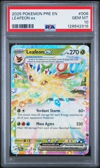 2025 #006 Leafeon EX PSA 10 Pre EN-Prismatic Evolutions Pokemon