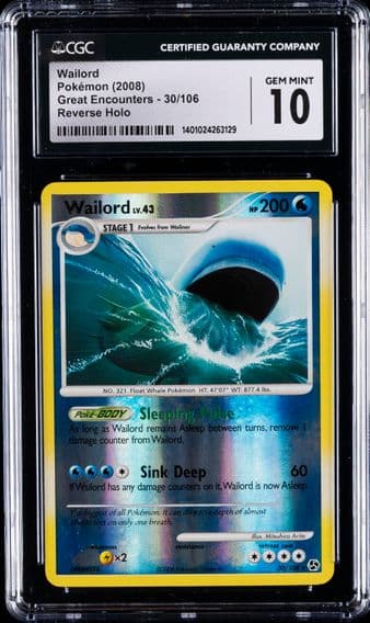 2008 #30 Wailord CGC 10 Gem Mint Pokemon Great Encounters | Reverse Holo