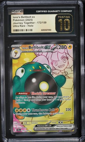 2025 #172 Iono's Bellibolt ex CGC 10 Pristine Journey Together - JTG EN - English Pokemon
