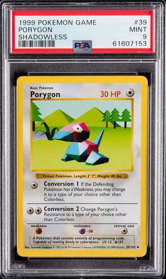 1999 #39 Porygon Shadowless PSA 9 Game Pokemon