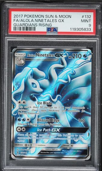 2017 #132 Full Art/Alolan Ninetales GX PSA 9 Sun & Moon Guardians Rising Pokemon