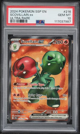 2024 #216 Scovillain EX PSA 10 Ssp EN-Surging Sparks Pokemon