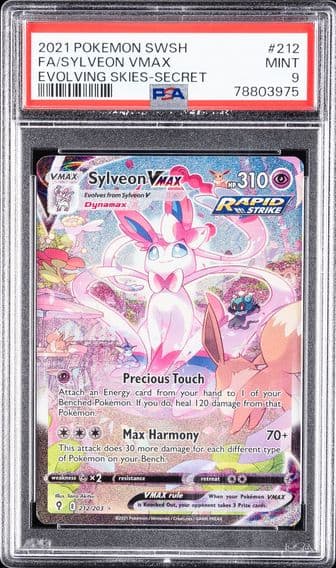 2021 #212 Full Art/Sylveon Vmax PSA 9 Sword & Shield Evolving Skies Pokemon