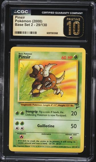 2000 #29 Pinsir CGC 10 Pristine Game Base II Pokemon