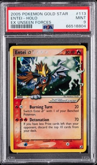 2005 #113 Entei-Holo PSA 9 EX Unseen Forces Pokemon