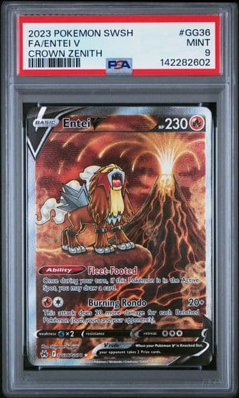 2023 #GG36 Full Art/Entei V PSA 9 Sword and Shield Crown Zenith Pokemon