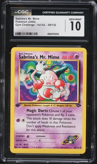 2000 #59 Sabrina's Mr. Mime 1st Edition CGC 10 Gym Challenge Pokemon