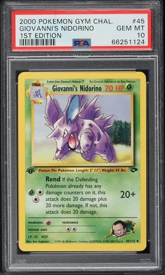 2000 #45 GYM CHALLENGE 1ST EDITION GIOVANNI'S NIDORINO PSA 10 POKEMON