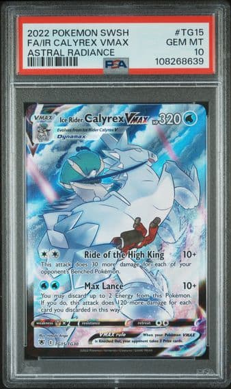 2022 #TG15 Full Art/Ice Rider Calyrex Vmax PSA 10 Sword & Shield Astral Radiance Pokemon
