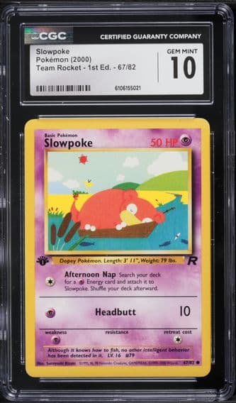 2000 #67 Slowpoke 1st Edition CGC 10 Rocket Pokemon
