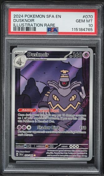 2024 #70 Dusknoir PSA 10 Sfa EN-Shrouded Fable Pokemon