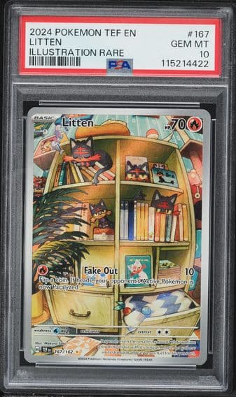2024 #167 Litten PSA 10 Tef EN-Temporal Forces Pokemon