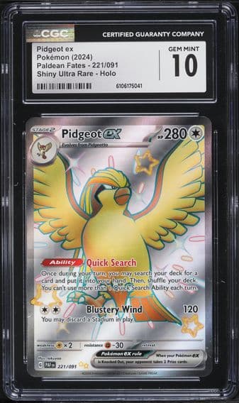 2024 #221 Pidgeot EX CGC 10 Paf EN-Paldean Fates Pokemon