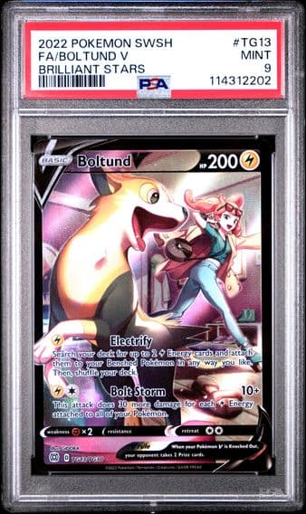 2022 #TG13 Full Art/Boltund V PSA 9 Sword & Shield Brilliant Stars Pokemon