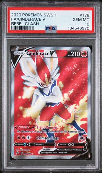 2020 #178 Full Art/Cinderace V PSA 10 Sword & Shield Rebel Clash Pokemon
