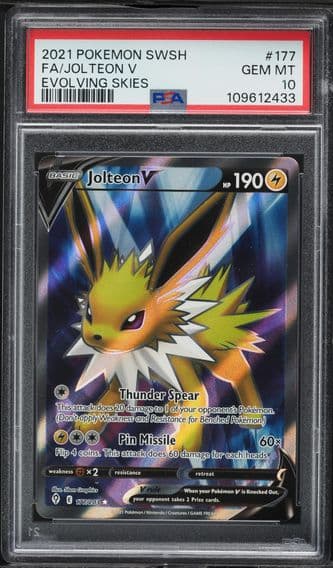 2021 #177 Full Art/Jolteon V PSA 10 Sword & Shield Evolving Skies Pokemon