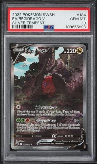 2022 #184 Full Art/Regidrago V PSA 10 Sword & Shield Silver Tempest Pokemon