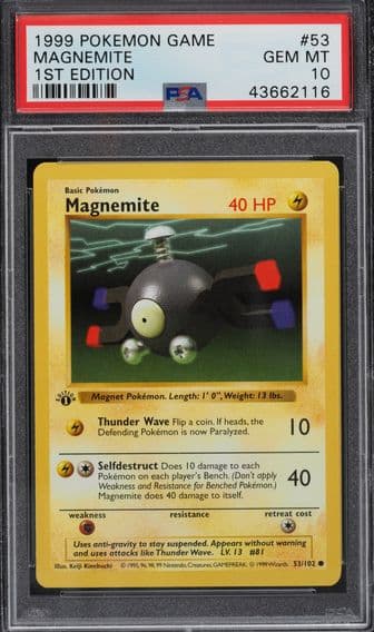 1999 #53 1ST EDITION MAGNEMITE PSA 10 POKEMON BASE SET SHADOWLESS