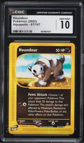 2003 #87 Houndour CGC 10 Aquapolis Pokemon